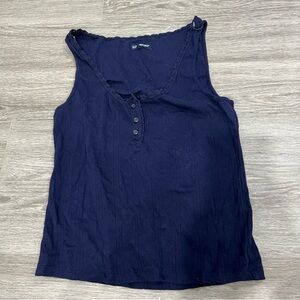 GAP Pointelle Tank Top M Cotton | Navy blue